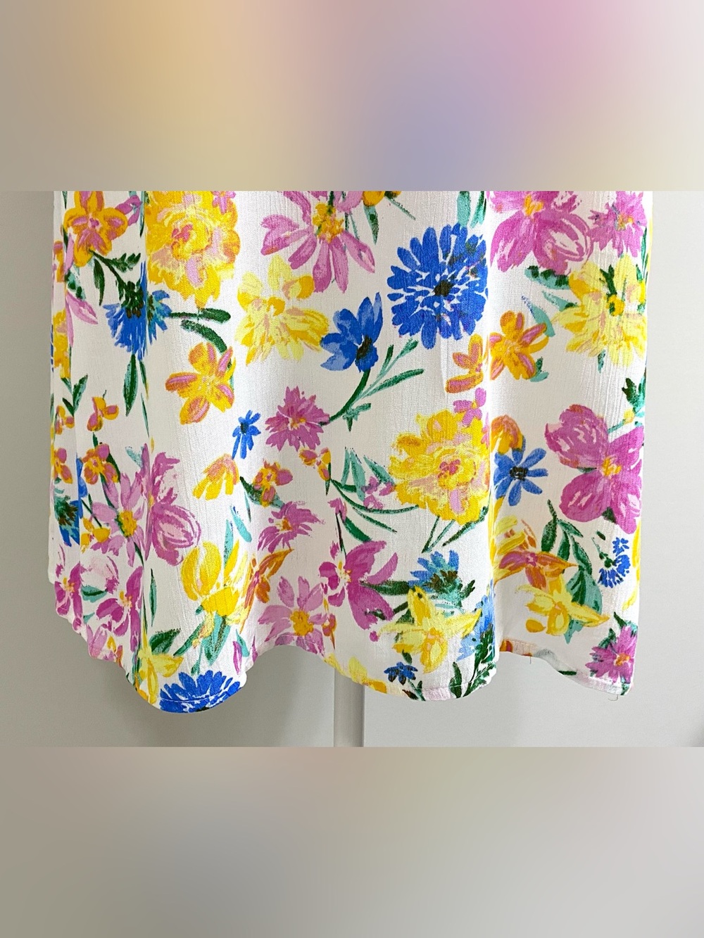 Emily Wonder Womens M Pink Yellow Asymmetrical Floral Dress Boho Cottagecore - Picture 3 of 12